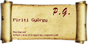 Piriti György névjegykártya