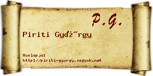 Piriti György névjegykártya